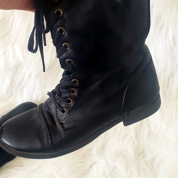 Black jepson rampage faux leather combat boots - Picture 3 of 7